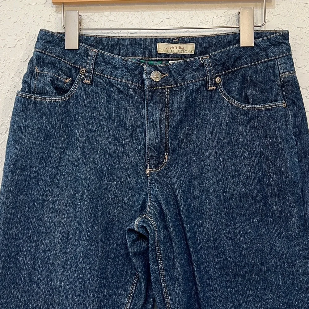 Natural Reflections Plaid Lined Dark Wash Jeans Size 6